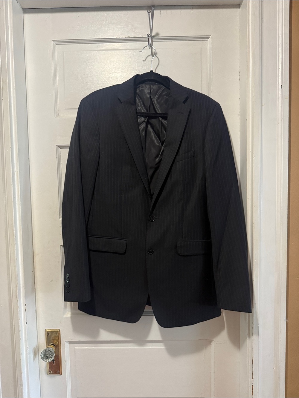 Calvin Klein Men's Dark Gray Pinstripe Suit Jacket